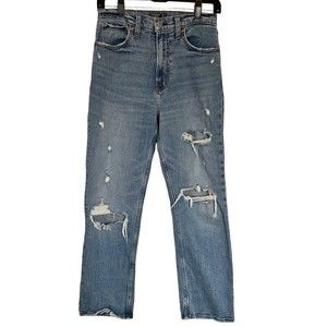 Abercrombie & Fitch Ultra High Rise Straight Leg distressed jeans Sz 27/4R